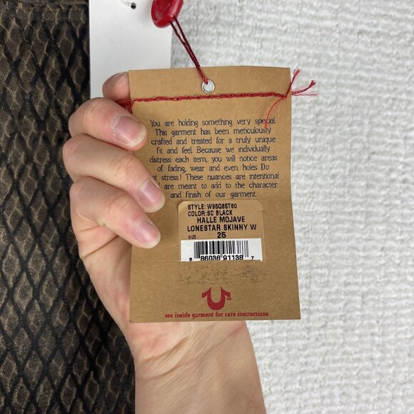 TRUE RELIGION JEANS Halle Mojave Lonestar Snakeskin Brown Slim Skinny 25 - Picture 6 of 16